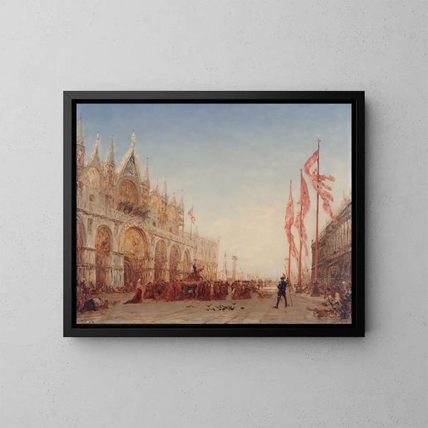 Processione di San Giorgio a Venezia - Félix Ziem — quadro incorniciato alla parete
