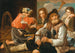 Giovani uomini che giocano a carte e un suonatore di cornamusa, allegoria dell'udito e della vista - Scuola di Eberhard Keil — vista dell’opera