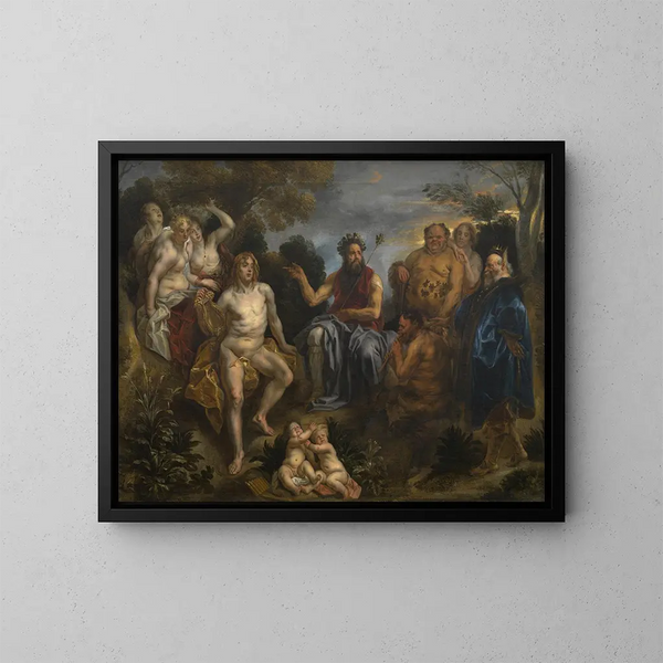 Der Midas-Urteil - Jacob Jordaens Schule — gerahmtes Bild an der Wand