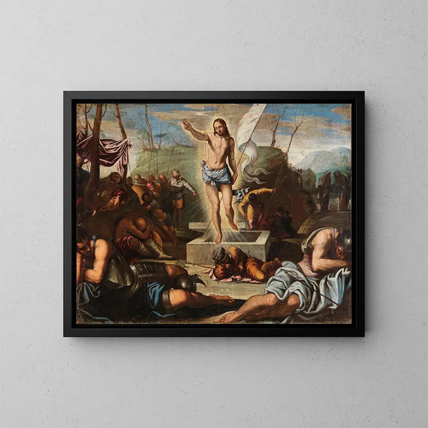 Die Auferstehung Christi - Schule von Jacopo Tintoretto — gerahmtes Bild an der Wand