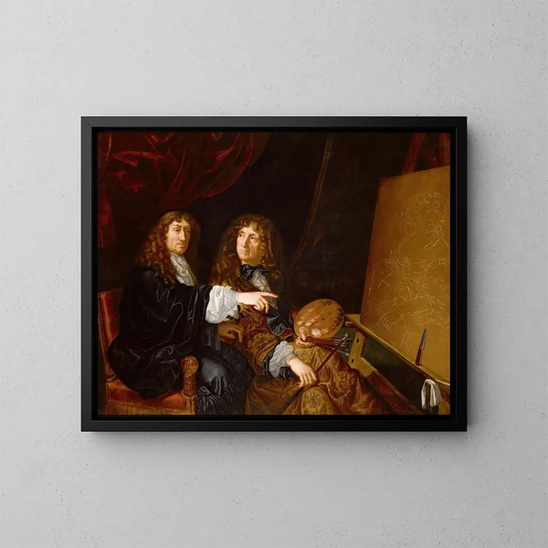 Doppelporträt von Henri und Charles Beaubrun - Schule von Martin Lambert — gerahmtes Bild an der Wand