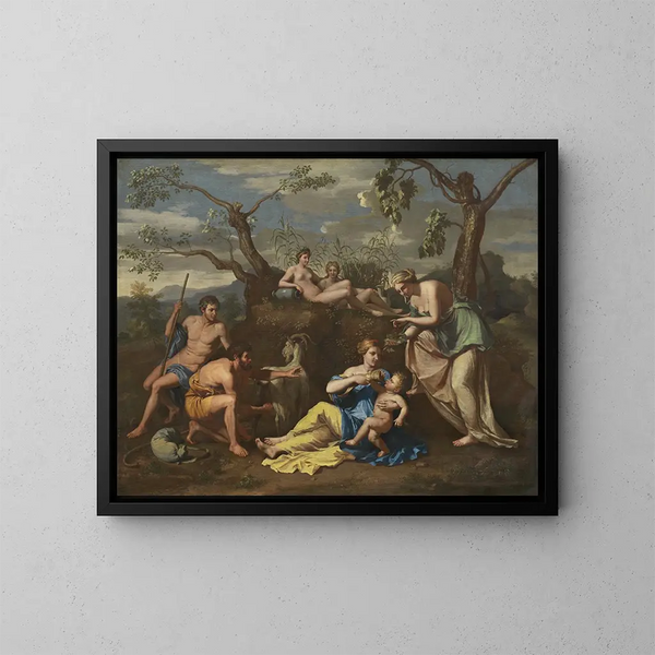 Nymphe nourrissant l'enfant Jupiter - École de Nicolas Poussin — quadro incorniciato alla parete