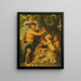 Ein Mann trinkend mit Putti und einem Tiger - Schule von Peter Paul Rubens — gerahmtes Bild an der Wand