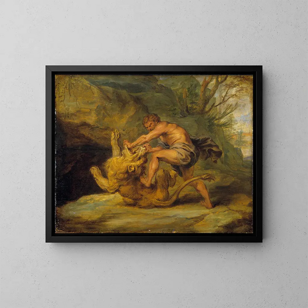 Studio di Sansone e il Leone - Scuola di Peter Paul Rubens — quadro incorniciato alla parete