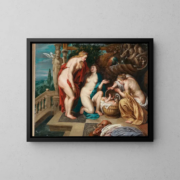 Le ragazze di Cécropios che scoprono il bambino Érichthonios - Scuola di Peter Paul Rubens — quadro incorniciato alla parete