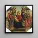 Madone und Kind mit zwei Engeln, heilige Rose und heilige Katharina von Alexandria - Nachfolger von Pietro Perugino — gerahmtes Bild an der Wand