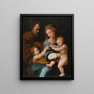 Follower of Raphael - Holy Family With The Infant St John The Baptist Or madonna Della Rosa.webp