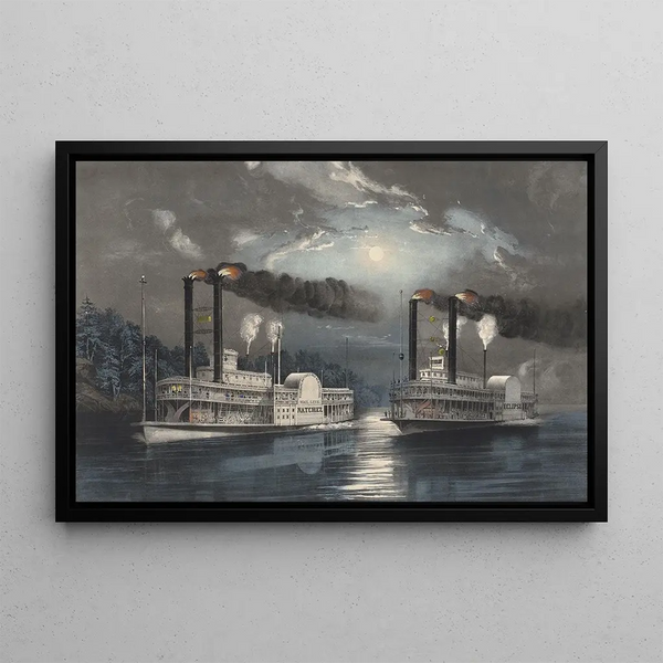 Frances Flora Bond Palmer - A Midnight Race on the Mississippi.webp