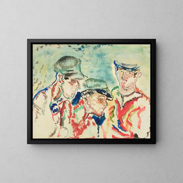 Drei Jungen beim Angeln - Frances Hodgkins — gerahmtes Bild an der Wand