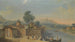 Vista capricciosa di una città fortificata con figure eleganti sul fiume - Francesco Battaglioli — vista dell’opera