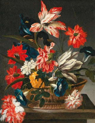 Francesco Caldei - Flowers in a decorative vase on a stone ledge.webp