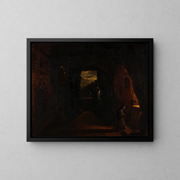 Scène nocturne: Nonne in un convento - Francesco Diofebi — quadro incorniciato alla parete