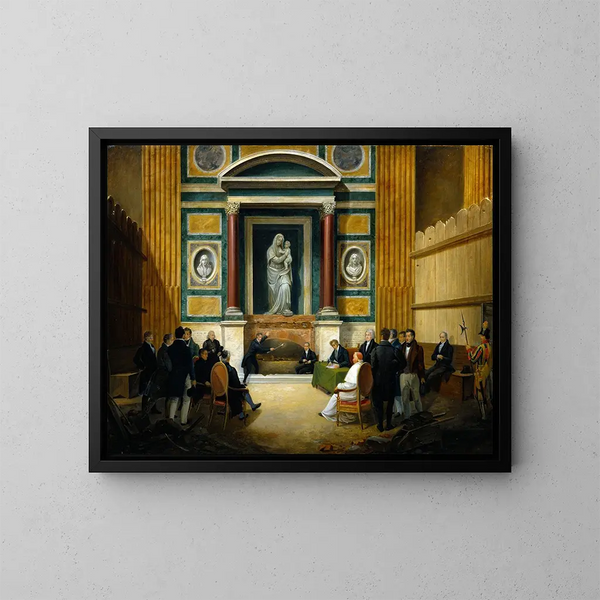 L'apertura della tomba di Raffaello al Pantheon 1833 - Francesco Diofebi — quadro incorniciato alla parete
