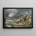 Winterlandschaft mit Reisenden am Flussufer - Francesco Foschi — gerahmtes Bild an der Wand