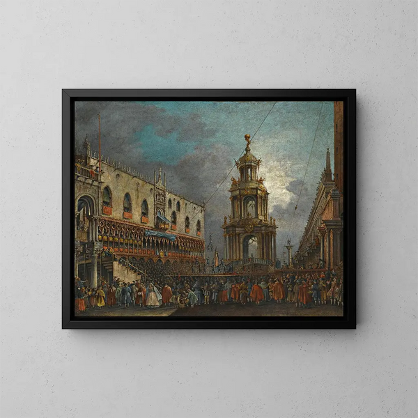 Venedig, Blick auf die Piazzetta während des Karnevals - Francesco Zanin — gerahmtes Bild an der Wand