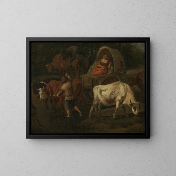 Die Ochsenkarren - Francesco Zuccarelli — gerahmtes Bild an der Wand