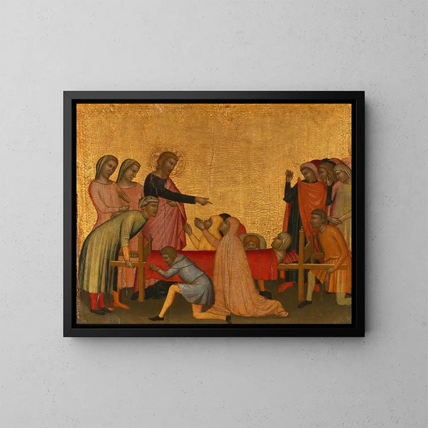 Saint Jean l'Évangéliste ressuscite Satheus - Francescuccio Ghissi — gerahmtes Bild an der Wand
