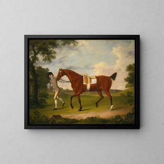 Francis Stringer - Sprightly A Ladys Hack Held By A Groom In A Landscape.webp