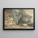 Scena di campagna con personaggi vicino a una porta di cottage e bestiame in un ruscello - Francis Wheatley — quadro incorniciato alla parete