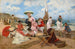 Donne eleganti sulla spiaggia con un cane - Francisco Miralles y Galup — vista dell’opera