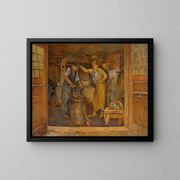 In una fucina - Franciszek Bartoszek — quadro incorniciato alla parete