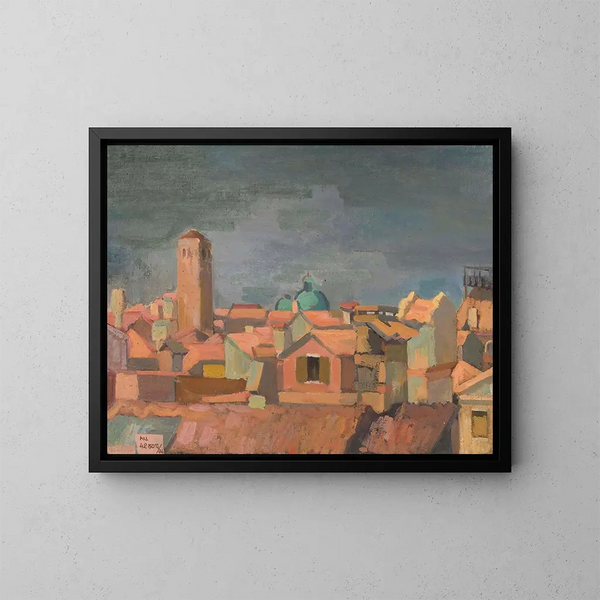 Vista di una città italiana - Franciszek Bartoszek — quadro incorniciato alla parete