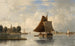 Flusslandschaft in den Niederlanden mit Segelschiffen - François Carlebur de Dordrecht — Ansicht des Kunstwerks