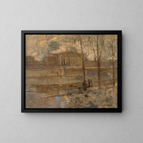Camera dei deputati nella nebbia - Frank Edwin Scott — quadro incorniciato alla parete
