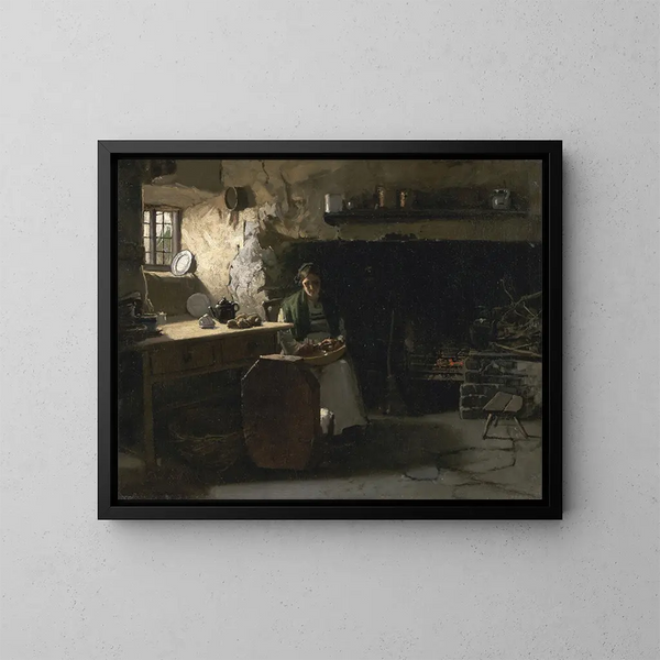 Kartoffelschälen - Frank Holl — gerahmtes Bild an der Wand