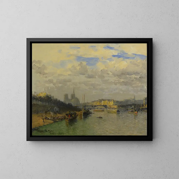 La Seine und Notre-Dame - Frank Myers Boggs — gerahmtes Bild an der Wand