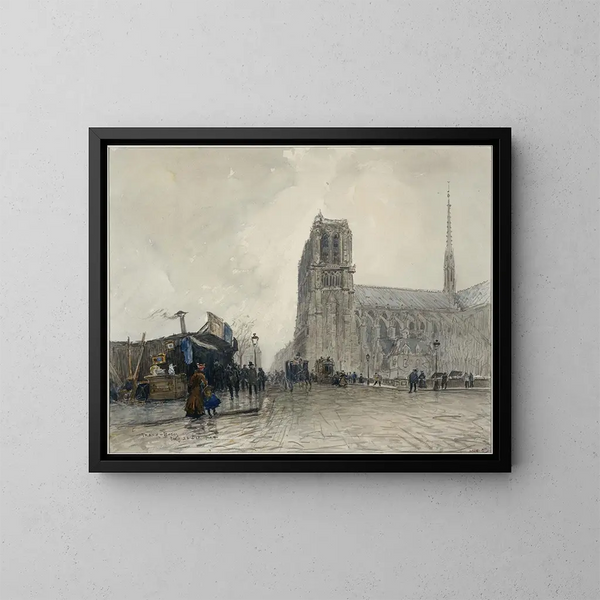 Notre-Dame Ansicht vom Pont au Double - Frank Myers Boggs — gerahmtes Bild an der Wand