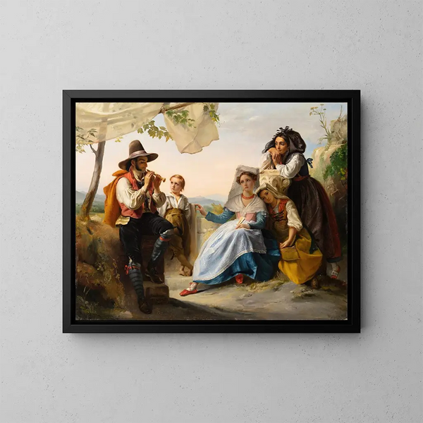 Una scena italiana, il suonatore di flauto - François-Joseph Navez — quadro incorniciato alla parete