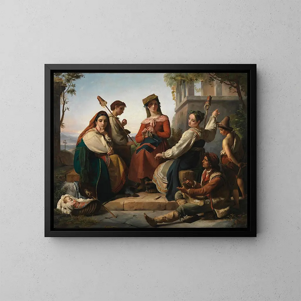 Le filatrici di Fondi - François-Joseph Navez — quadro incorniciato alla parete