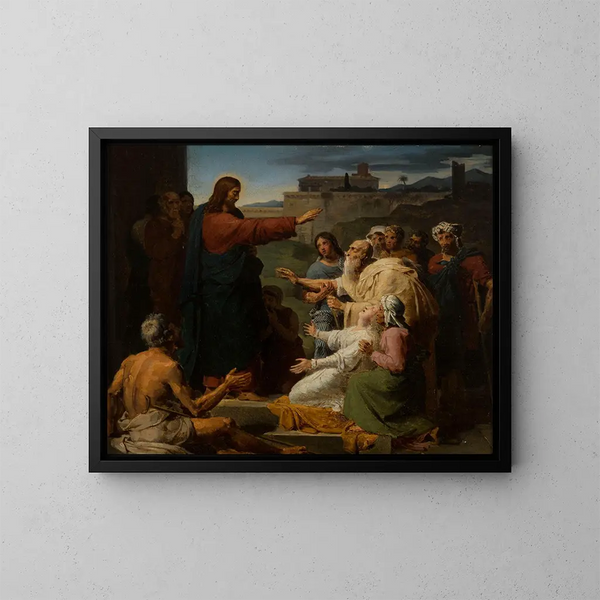 Jesus heilte die Blinden und Lahmen - François-Louis Dejuinne — gerahmtes Bild an der Wand