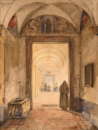 FranoisMarius Granet - Interior of cloister with a sarcophagus.webp