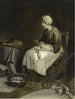 Eine Putzfrau, die Kartoffeln mit zerbrochenem Glas im Trompe-l'œil schält - François-Xavier Vispré — Ansicht des Kunstwerks