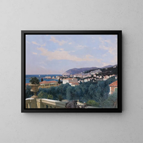 San Remo Gemälde vom Terrasse von Louis Ormond 1878 - François Bocion — gerahmtes Bild an der Wand