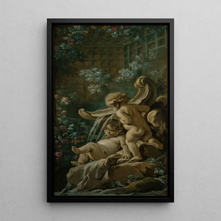 Franois Boucher - Fontaine avec deux amours dont lun est couch.webp