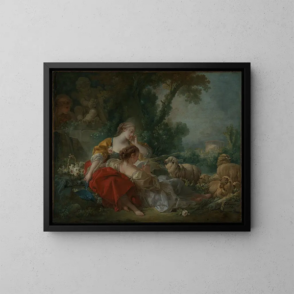 Due pastorelle - François Boucher — quadro incorniciato alla parete