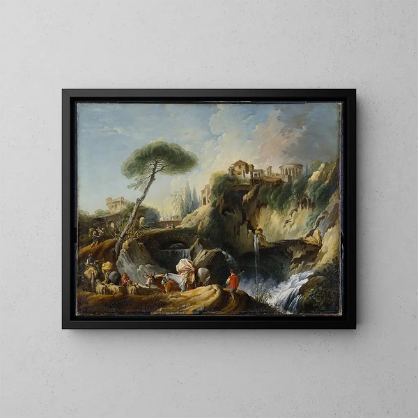 Ansicht von Tivoli mit dem Vesta-Tempel - François Boucher — gerahmtes Bild an der Wand