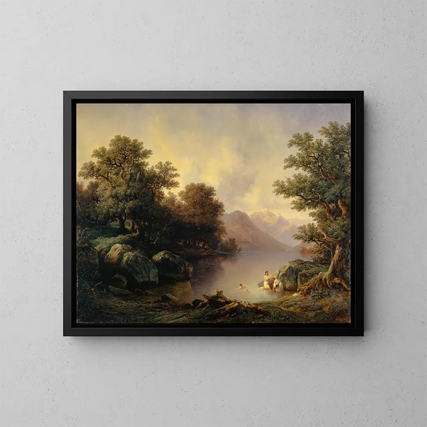 Am Ufer des Brienzersees Die Badenden - François Diday — gerahmtes Bild an der Wand