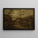 Landschaft mit einer Kaskadebrücke und Staffage-Figuren - François van Knibbergen — gerahmtes Bild an der Wand