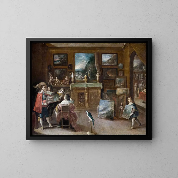 Eine Besuch beim Kunsthändler - Frans Francken der Jüngere — gerahmtes Bild an der Wand