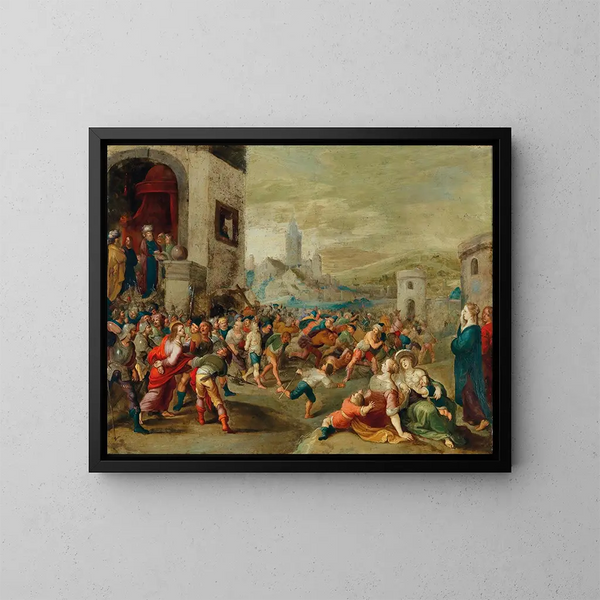 Pilatus, der sich in Unschuld die Hände wäscht - Frans Francken der Jüngere — gerahmtes Bild an der Wand