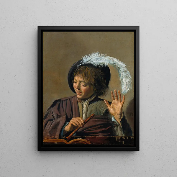 Ragazzo cantante con flauto - Frans Hals — quadro incorniciato alla parete
