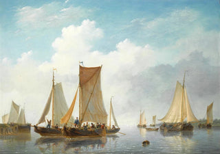 Frans Jacobus Van Den Blyk - Estuary With Vessels In Calm Water.webp