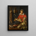 Eine Händlerin, die einen Hahn mit Wild, Spargeln, Artischocken, Küchenutensilien und eine Schüssel mit Waldbeeren hält - Frans Snyders — gerahmtes Bild an der Wand