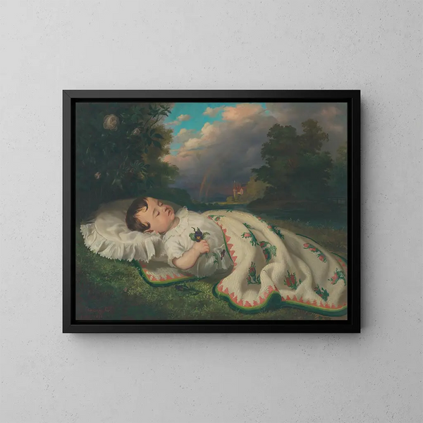 Ein Kind auf dem Land - František Klimkovič — gerahmtes Bild an der Wand