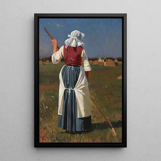 Frants Henningsen - En rygvendt bondekone der arbejder i solen.webp