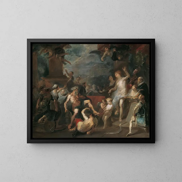 Allegorie einer Preisverleihung an der Wiener Akademie unter Wenzel Anton Fürst von Kaunitz-Rietberg - Franz Anton Maulbertsch — gerahmtes Bild an der Wand